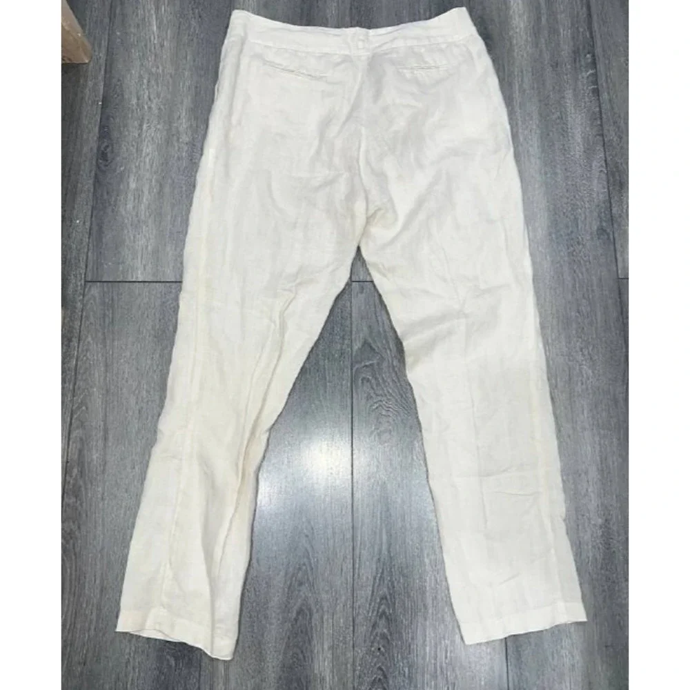 Peter Elliot Pants linen side button White Sz 44 A006993